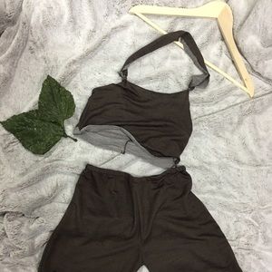 A divine brown and grey two-piece!